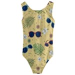 Seamless Pattern Of Sunglasses Tropical Leaves And Flowers Kids  Cut-Out Back One Piece Swimsuit
