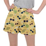Seamless Pattern Of Sunglasses Tropical Leaves And Flowers Women s Ripstop Shorts