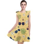 Seamless Pattern Of Sunglasses Tropical Leaves And Flowers Tie Up Tunic Dress