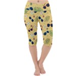 Seamless Pattern Of Sunglasses Tropical Leaves And Flowers Lightweight Velour Cropped Yoga Leggings