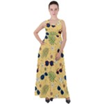 Seamless Pattern Of Sunglasses Tropical Leaves And Flowers Empire Waist Velour Maxi Dress