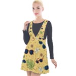 Seamless Pattern Of Sunglasses Tropical Leaves And Flowers Plunge Pinafore Velour Dress