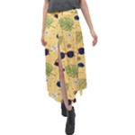 Seamless Pattern Of Sunglasses Tropical Leaves And Flowers Velour Split Maxi Skirt