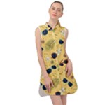 Seamless Pattern Of Sunglasses Tropical Leaves And Flowers Sleeveless Shirt Dress