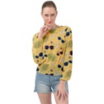 Seamless Pattern Of Sunglasses Tropical Leaves And Flowers Banded Bottom Chiffon Top