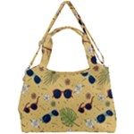 Seamless Pattern Of Sunglasses Tropical Leaves And Flowers Double Compartment Shoulder Bag