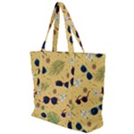 Seamless Pattern Of Sunglasses Tropical Leaves And Flowers Zip Up Canvas Bag