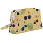 Seamless Pattern Of Sunglasses Tropical Leaves And Flowers Wristlet Pouch Bag (Large)