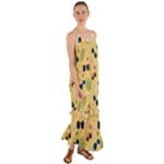 Seamless Pattern Of Sunglasses Tropical Leaves And Flowers Cami Maxi Ruffle Chiffon Dress