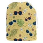 Seamless Pattern Of Sunglasses Tropical Leaves And Flowers Drawstring Pouch (3XL)