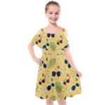 Seamless Pattern Of Sunglasses Tropical Leaves And Flowers Kids  Cut Out Shoulders Chiffon Dress