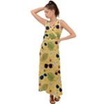 Seamless Pattern Of Sunglasses Tropical Leaves And Flowers V-Neck Chiffon Maxi Dress
