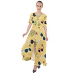 Seamless Pattern Of Sunglasses Tropical Leaves And Flowers Waist Tie Boho Maxi Dress