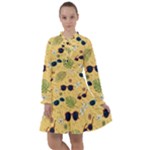 Seamless Pattern Of Sunglasses Tropical Leaves And Flowers All Frills Chiffon Dress
