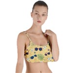 Seamless Pattern Of Sunglasses Tropical Leaves And Flowers Layered Top Bikini Top 