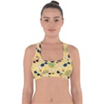 Seamless Pattern Of Sunglasses Tropical Leaves And Flowers Cross Back Hipster Bikini Top 