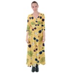 Seamless Pattern Of Sunglasses Tropical Leaves And Flowers Button Up Maxi Dress