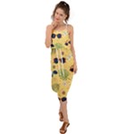 Seamless Pattern Of Sunglasses Tropical Leaves And Flowers Waist Tie Cover Up Chiffon Dress