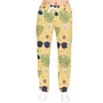 Seamless Pattern Of Sunglasses Tropical Leaves And Flowers Women Velvet Drawstring Pants
