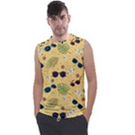 Seamless Pattern Of Sunglasses Tropical Leaves And Flowers Men s Regular Tank Top