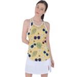 Seamless Pattern Of Sunglasses Tropical Leaves And Flowers Racer Back Mesh Tank Top