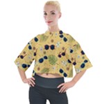 Seamless Pattern Of Sunglasses Tropical Leaves And Flowers Mock Neck T-Shirt