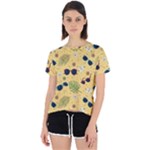 Seamless Pattern Of Sunglasses Tropical Leaves And Flowers Open Back Sport T-Shirt