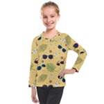 Seamless Pattern Of Sunglasses Tropical Leaves And Flowers Kids  Long Mesh T-Shirt