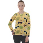 Seamless Pattern Of Sunglasses Tropical Leaves And Flowers Women s Long Sleeve Raglan T-Shirt