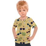 Seamless Pattern Of Sunglasses Tropical Leaves And Flowers Kids  Sports T-Shirt