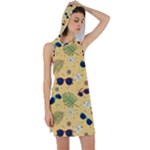 Seamless Pattern Of Sunglasses Tropical Leaves And Flowers Racer Back Hoodie Dress