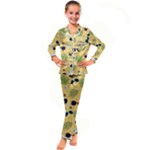 Seamless Pattern Of Sunglasses Tropical Leaves And Flowers Kids  Satin Long Sleeve Pajamas Set