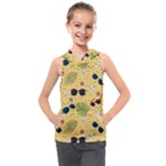 Seamless Pattern Of Sunglasses Tropical Leaves And Flowers Kids  Sleeveless Hoodie