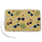 Seamless Pattern Of Sunglasses Tropical Leaves And Flowers Pen Storage Case (S)