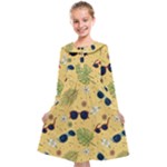 Seamless Pattern Of Sunglasses Tropical Leaves And Flowers Kids  Midi Sailor Dress