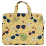 Seamless Pattern Of Sunglasses Tropical Leaves And Flowers MacBook Pro 13  Double Pocket Laptop Bag