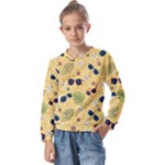 Seamless Pattern Of Sunglasses Tropical Leaves And Flowers Kids  Long Sleeve T-Shirt with Frill 