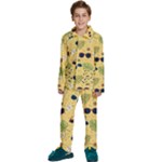 Seamless Pattern Of Sunglasses Tropical Leaves And Flowers Kids  Long Sleeve Velvet Pajamas Set