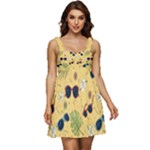 Seamless Pattern Of Sunglasses Tropical Leaves And Flowers Ruffle Strap Babydoll Chiffon Dress