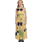 Seamless Pattern Of Sunglasses Tropical Leaves And Flowers Kids  Satin Sleeveless Maxi Dress