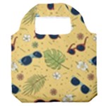 Seamless Pattern Of Sunglasses Tropical Leaves And Flowers Premium Foldable Grocery Recycle Bag
