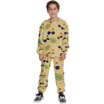 Seamless Pattern Of Sunglasses Tropical Leaves And Flowers Kids  Sweatshirt set
