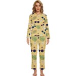 Seamless Pattern Of Sunglasses Tropical Leaves And Flowers Womens  Long Sleeve Lightweight Pajamas Set