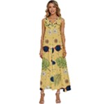 Seamless Pattern Of Sunglasses Tropical Leaves And Flowers V-Neck Sleeveless Loose Fit Overalls