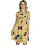 Seamless Pattern Of Sunglasses Tropical Leaves And Flowers Cap Sleeve High Waist Dress