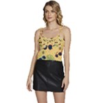 Seamless Pattern Of Sunglasses Tropical Leaves And Flowers Flowy Camisole Tie Up Top