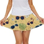 Seamless Pattern Of Sunglasses Tropical Leaves And Flowers Women s Skort
