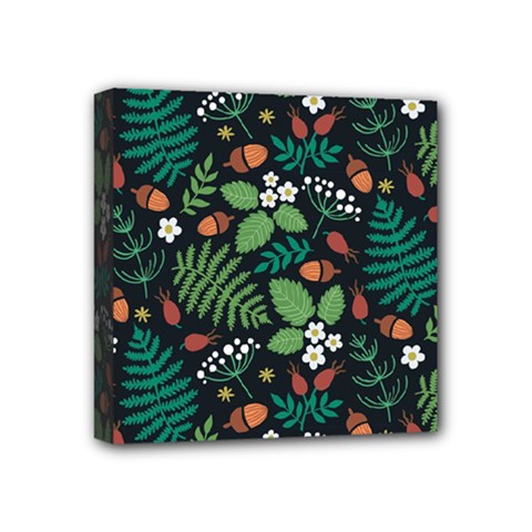 Pattern Forest Leaf Flower Motif Mini Canvas 4  x 4  (Stretched) from ArtsNow.com