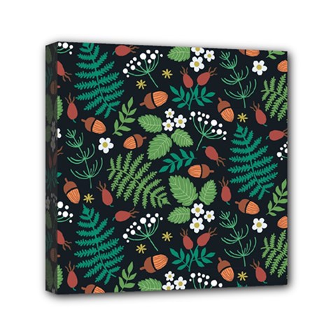 Pattern Forest Leaf Flower Motif Mini Canvas 6  x 6  (Stretched) from ArtsNow.com