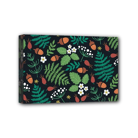 Pattern Forest Leaf Flower Motif Mini Canvas 6  x 4  (Stretched) from ArtsNow.com